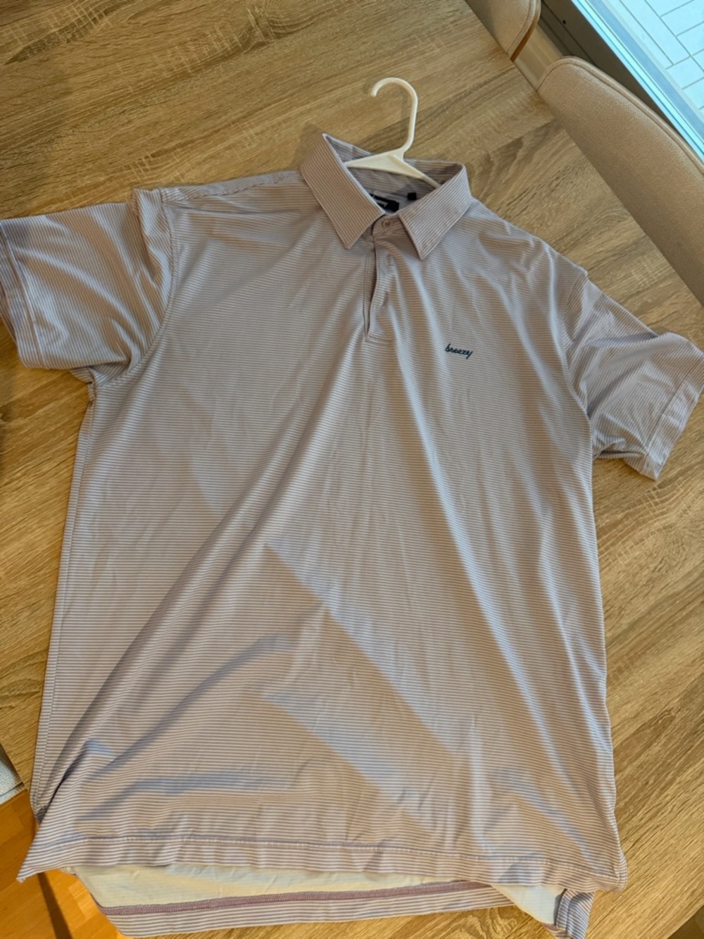Men's Light Mauve Striped Polo Shirt